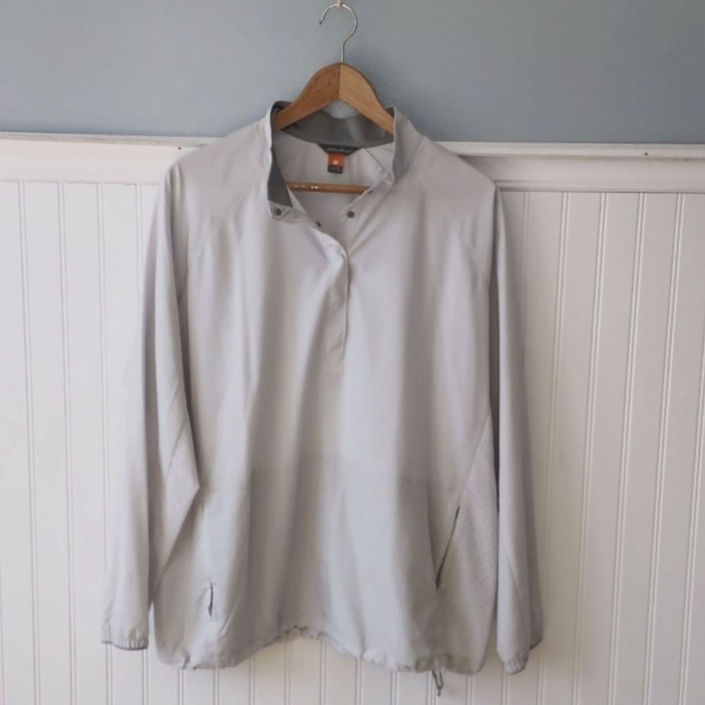 Eddie Bauer XL‎ Women's Light Gray Lightweight Jacket Popover Pullover Half Snap